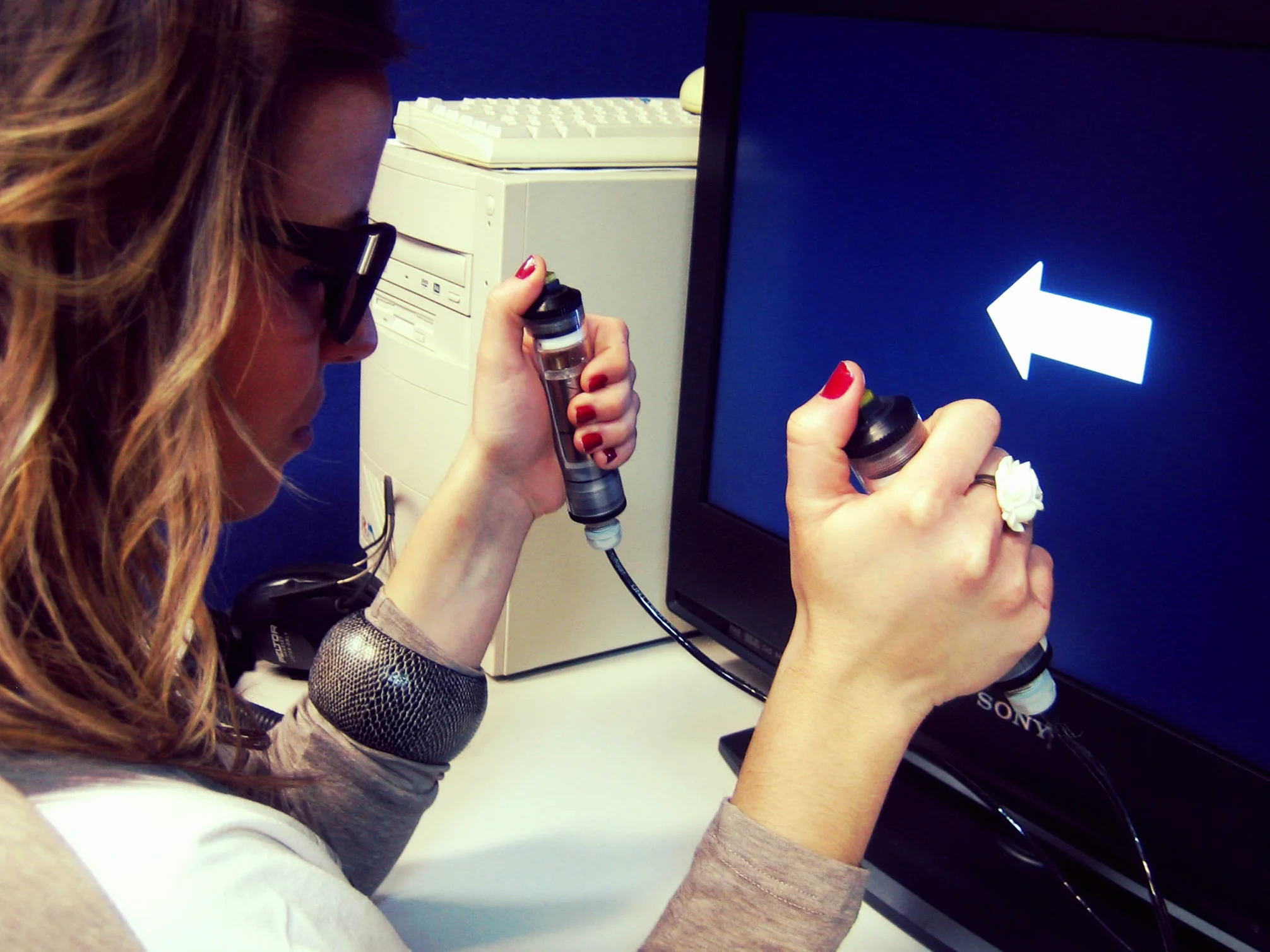 Participant performing a computerized cognitive task