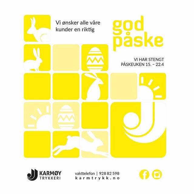 Ønsker alle våre kunder en riktig god påske 🐣🐥🐣🐥🐣 vi har stengt hele påskeuken fom 15.-tom 22.4. GOD PÅSKE ☀️☀️☀️ #påske #easter #trykkeri #trykksaker #storformat #banner