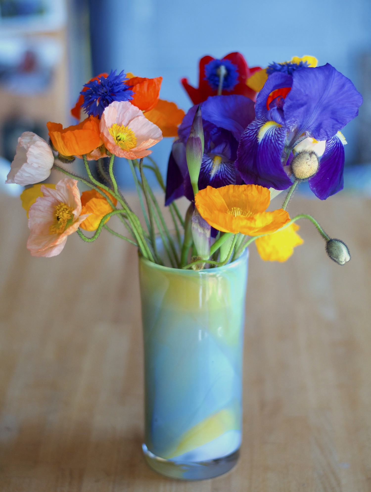 Poppies in a Chris Thornton Glass vase
