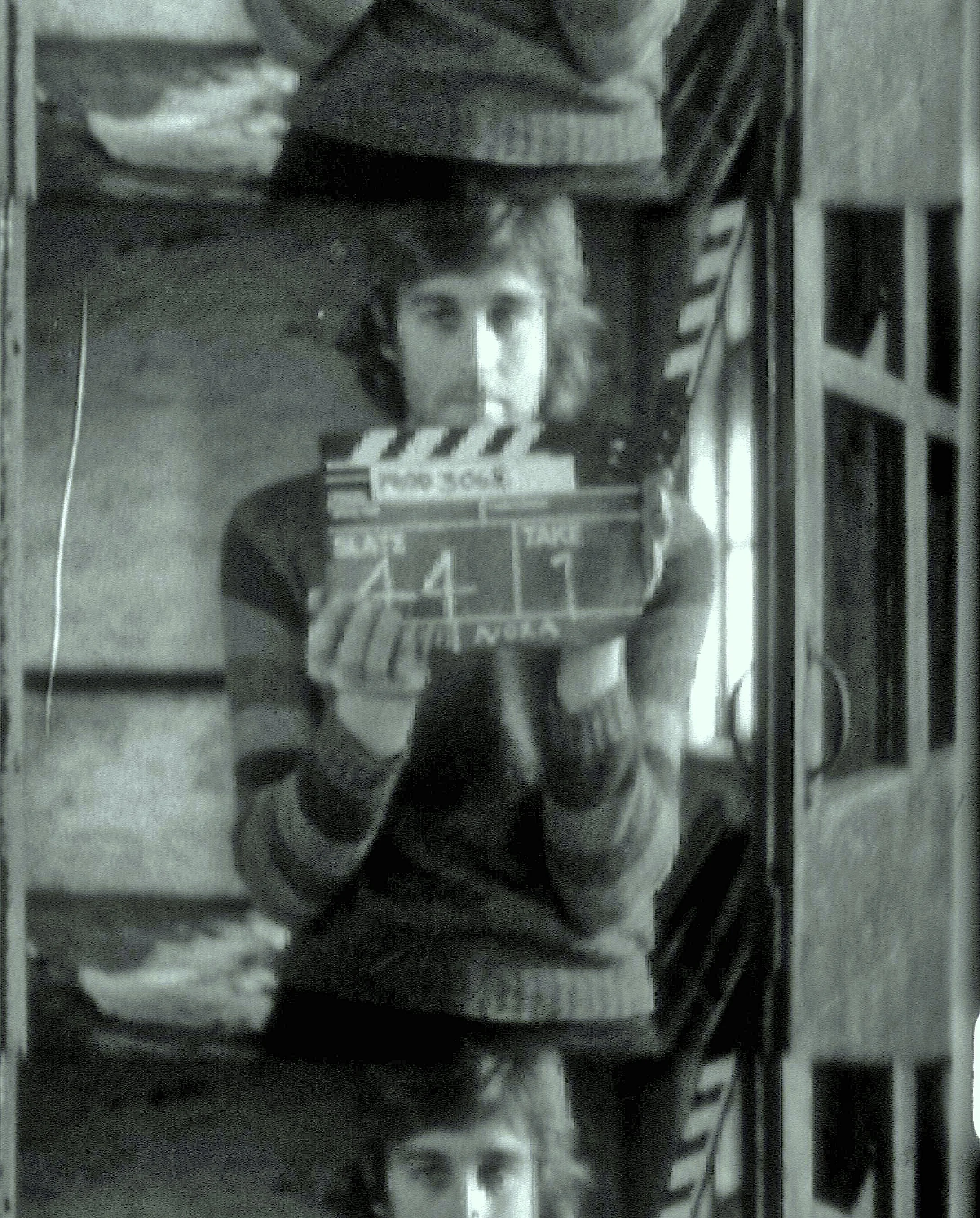 Barry Beckett slating a shot in the film LIFE CLASS 1972