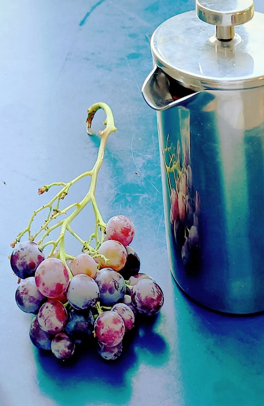 Our own Grapes and morning coffee in Romiguières