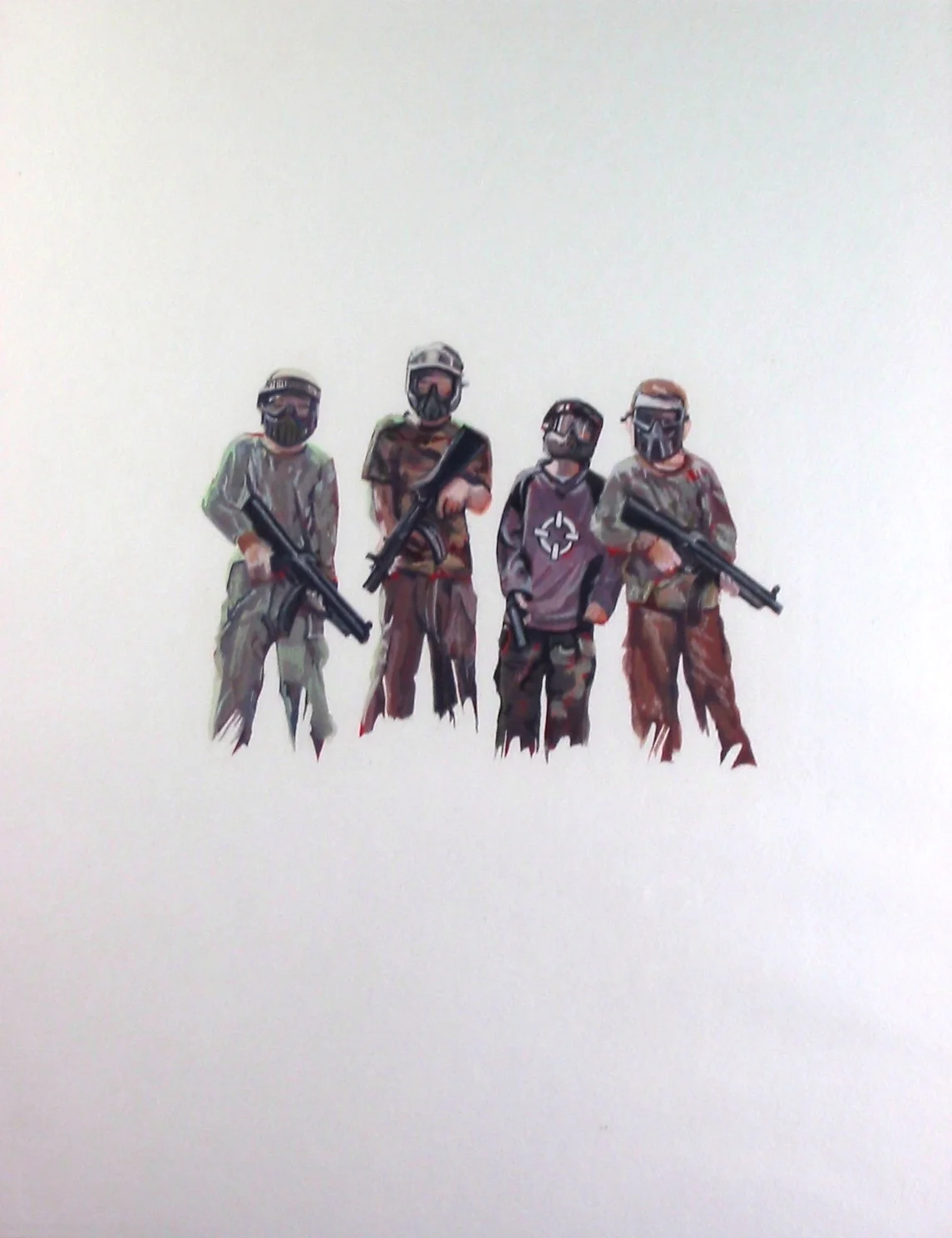 Fun With... Guns    gouache on paper  16x20"