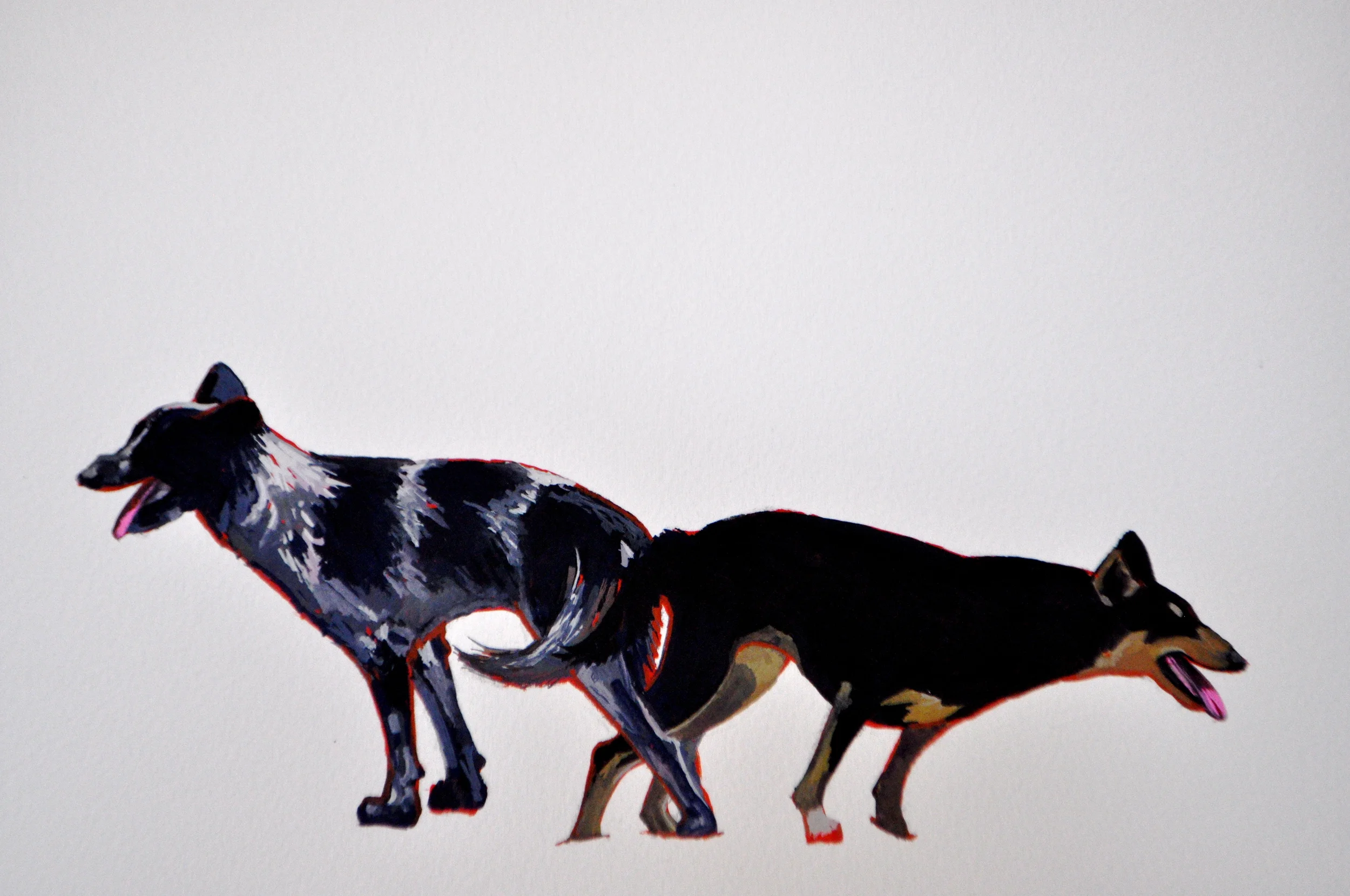 Fun With... Mongrels    gouache on paper  16x20"