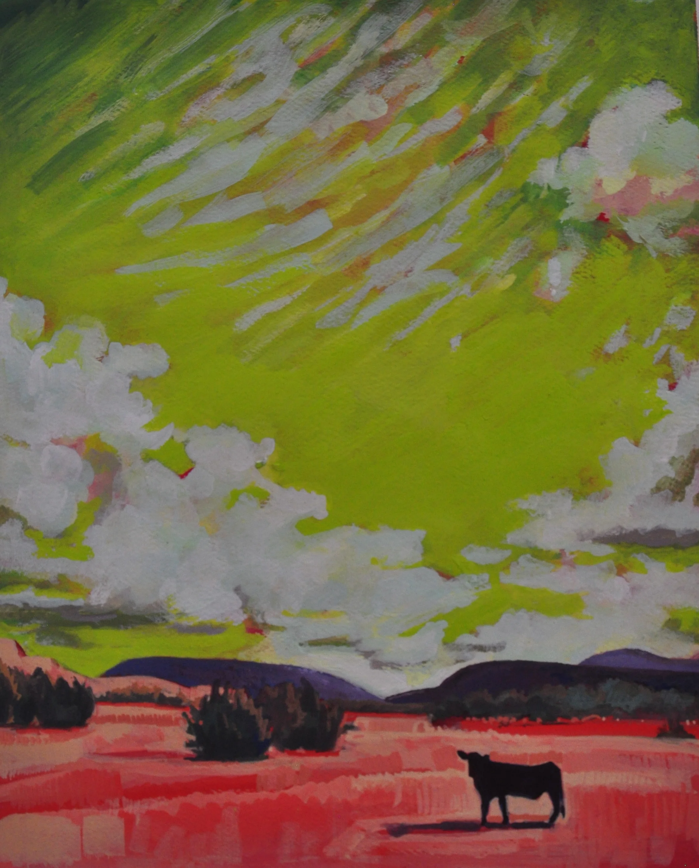 Bovine in Gila gouache on paper 9x12"