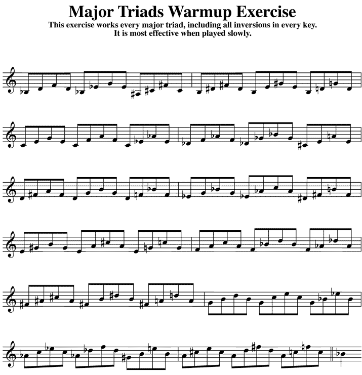 Major Triads Warmup Exercise