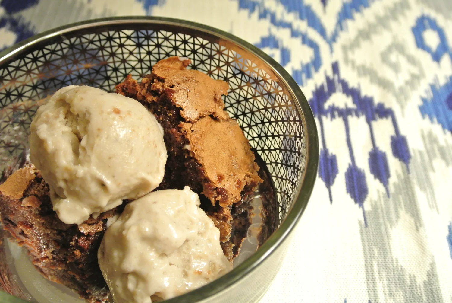 Hazelnut Brownies and Roasted Banana Ice Cream