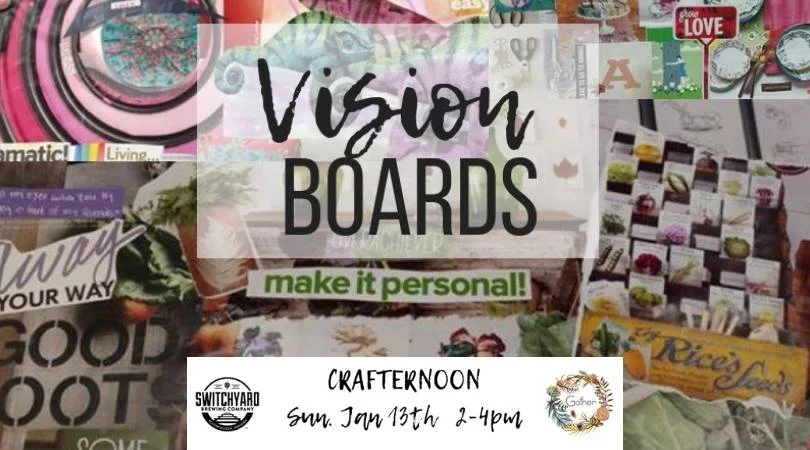 Join us at Switchyard to bring in the new year with VISION BOARDS!! This is something we do every year, and this year we're so excited to get to do it at Switchyard! Register here, online, by January 12th for $10 and your ticket INCLUDES 1 beer, and the cost of all materials to make your vision board. Register day of, in person at Switchyard, for $10 and your ticket includes the cost of materials only. (that means you get a free beer when you register early!) All skill levels and ages welcome! Event takes place Sunday, January 13th, 2-4pm at Switchyard, located at 419 N. Walnut. ** please feel free to bring your own magazines, books, ephemera, photographs, etc to add to your own vision boards. we will have plenty to share as well as glue sticks, paint, poster board and some random craft supplies. PURCHASE TICKETS NOW: https://squareup.com/store/gathershoppe/item/crafternoon-vision-boards-with-gather-at-switchyard?fbclid=IwAR1015AKvIcAplSRBbX1toOLJK32wZ4gSELHZzjGiWQr69xnBiZgee9U3EY