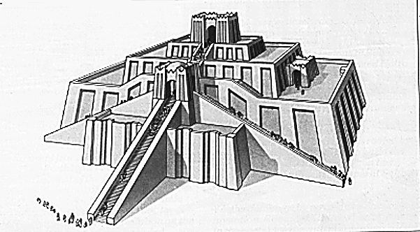 Illustration of a ziggurat