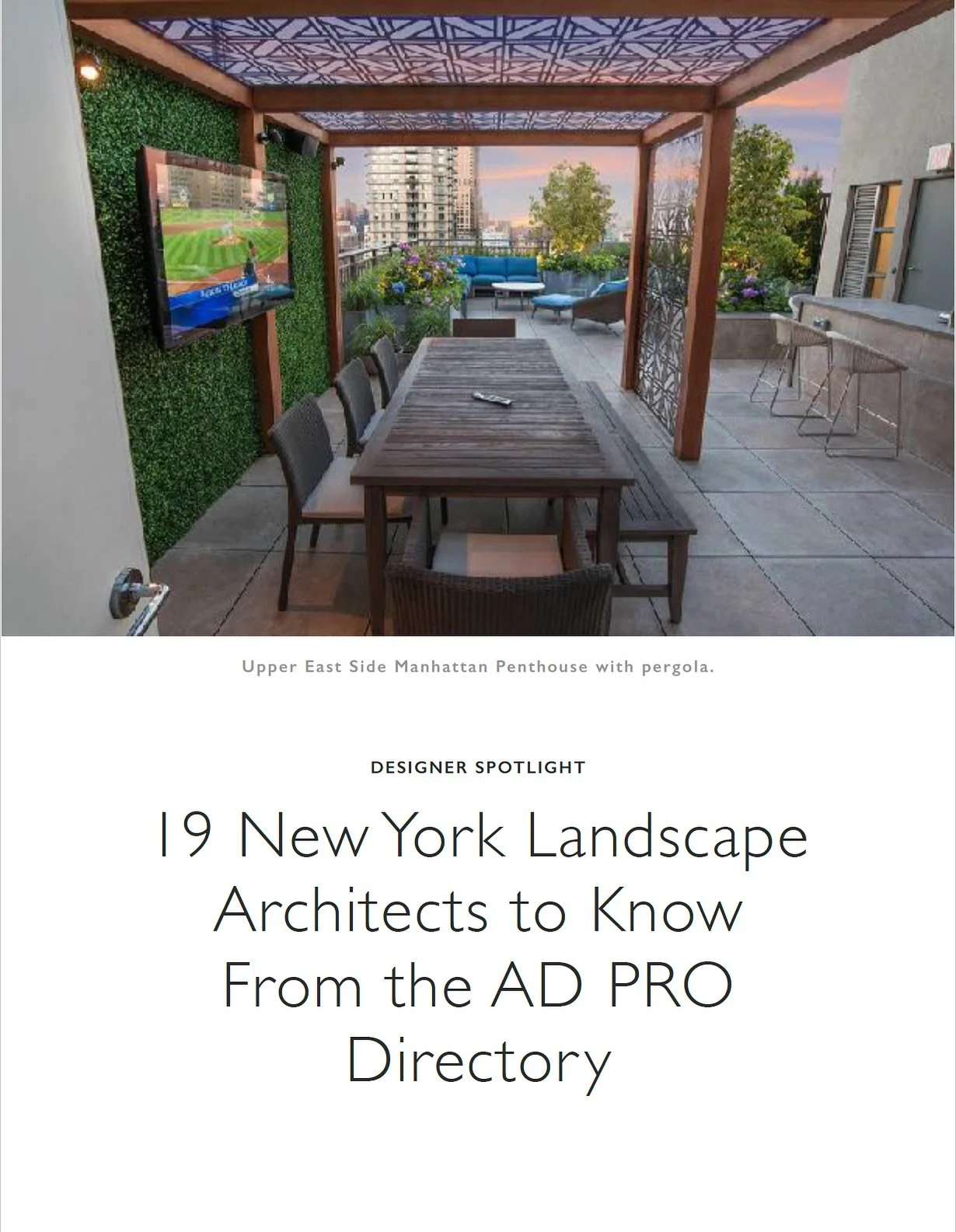 Truly #honored to be selected by Architectural Digest to be among a select group - &ldquo;19 New York Landscape Architects to Know&rdquo;

Here are two of our #terrace and roof #gardens. We are completely passionate about designing, project managing,