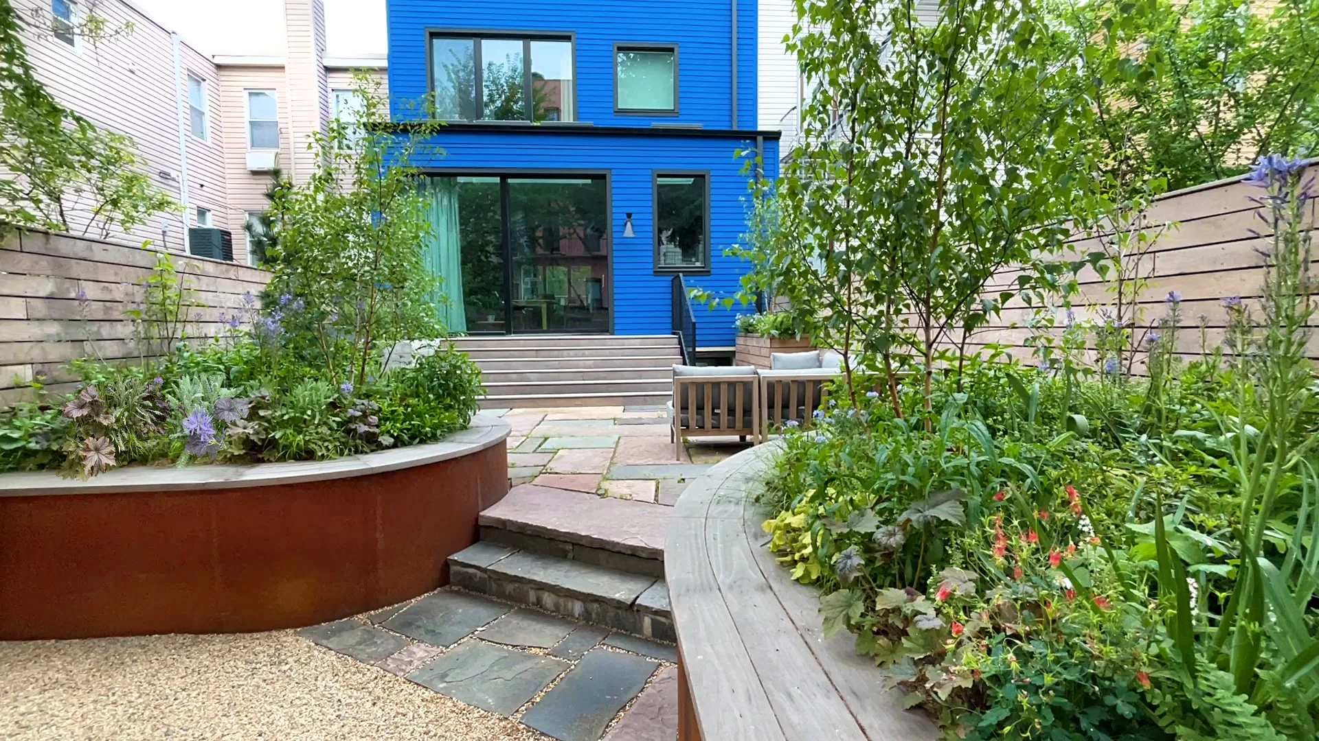 View of Luxury Townhouse Garden Design New York — Todd Haiman Landscape Design