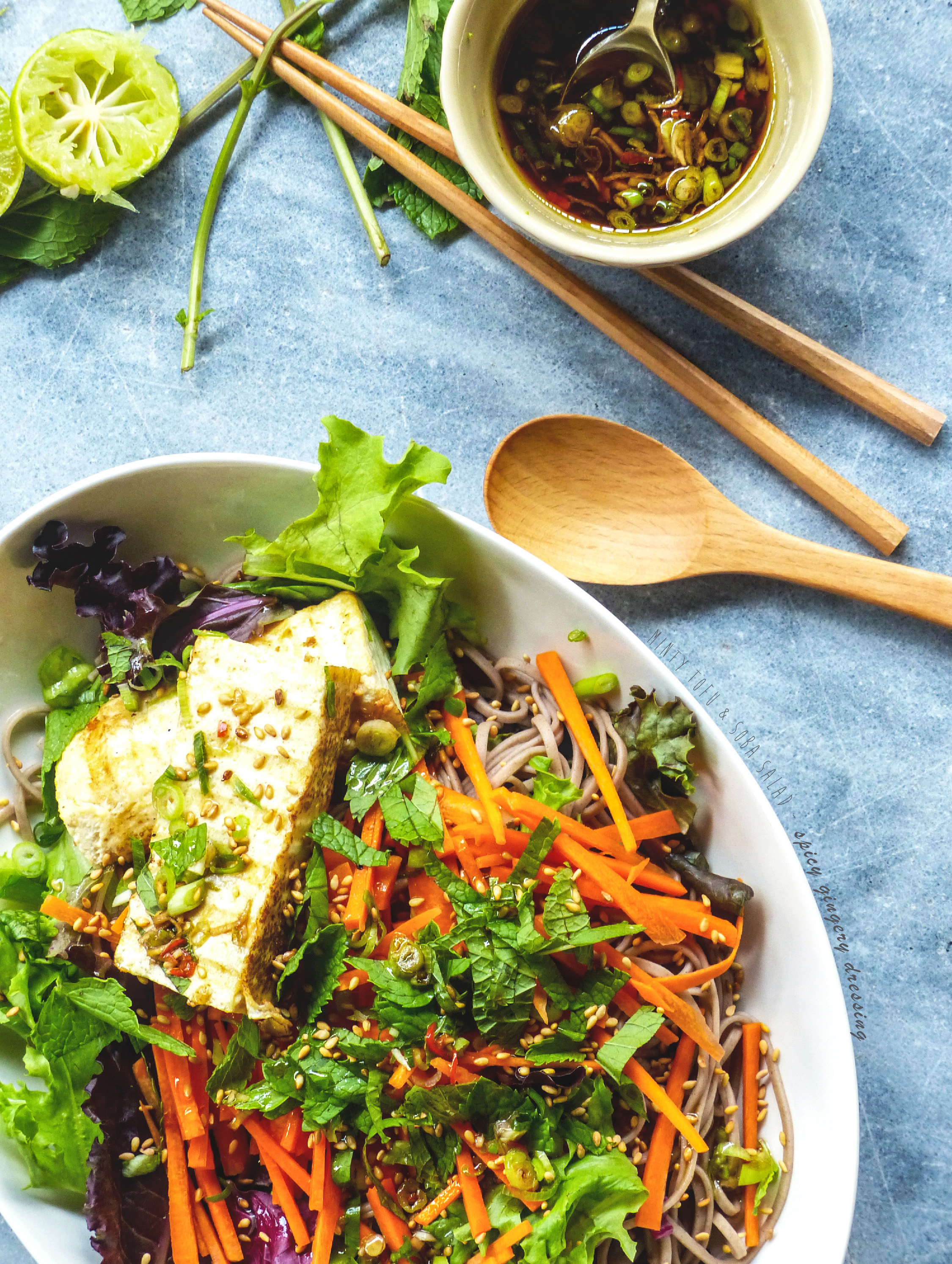 This salad is spicy and minty. The taste suits perfectly for the summer. 