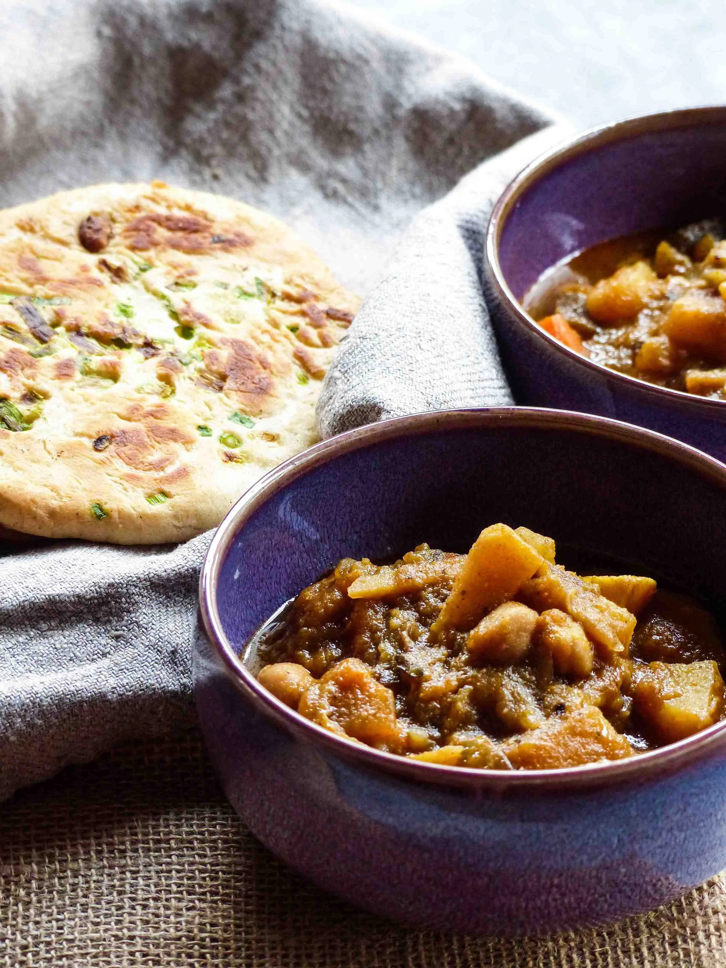This curry vegetables dish is made with a traditional Malaysian curry paste. This wonderful curry flavor gets even better overnight. Servings: 4 persons Preparation Time: 15 minutes Cook Time: 30-40 minutes Ingredients: 1 eggplant, diced 1 small onion, finely chopped 1 carrot, diced 1 large potato, diced 1 tbsp minced fresh ginger 2 garlic cloves, finely chopped 1/2 can chickpeas, rinsed 1 tsp paprika powder 1 tsp cumin 1/4 cup rice wine/white wine 1/2 vegetable stock cube 2-3 tbsp curry paste 2 cups water extra-virgin olive oil Instructions: 1) Preheat a saucepan with olive oil on medium heat, cook onion and eggplant for 3-5 minutes. Stir frequently to avoid burning your vegetables. Add carrot, garlic, fresh ginger, and potato. Cook for another 3 minutes. 2) Add cumin, paprika powder, and chickpeas. Season. Cook for another 5 minutes. 3) Add rice wine and let the alcohol evaporates. Keep stirring. 4) Add water, vegetable stock, and curry paste. Bring the saucepan to boil then reduce heat and simmer with a lid on for 10-15 minutes. 