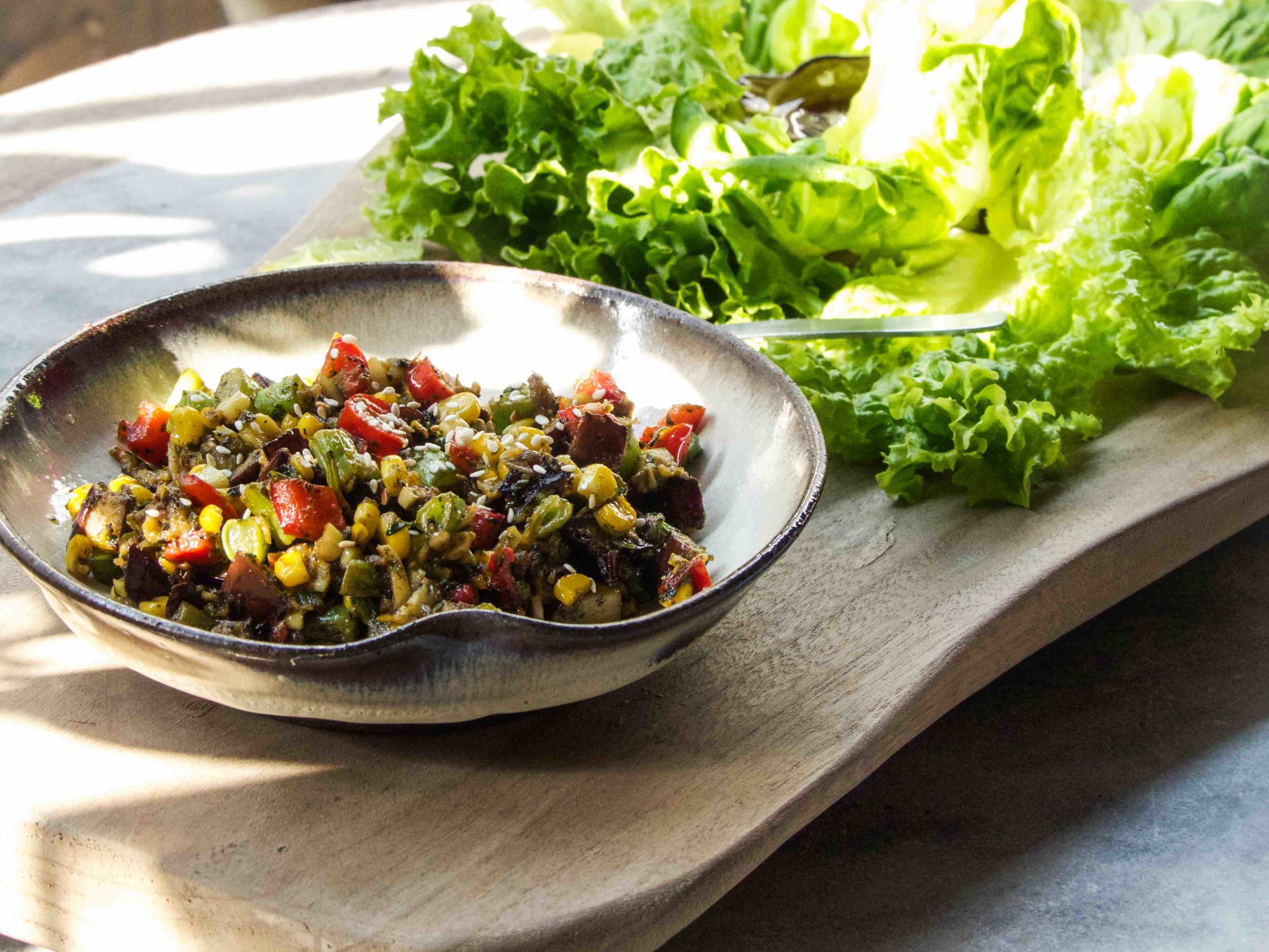 Fragrant Spicy Veggies with Lettuce Wrap
