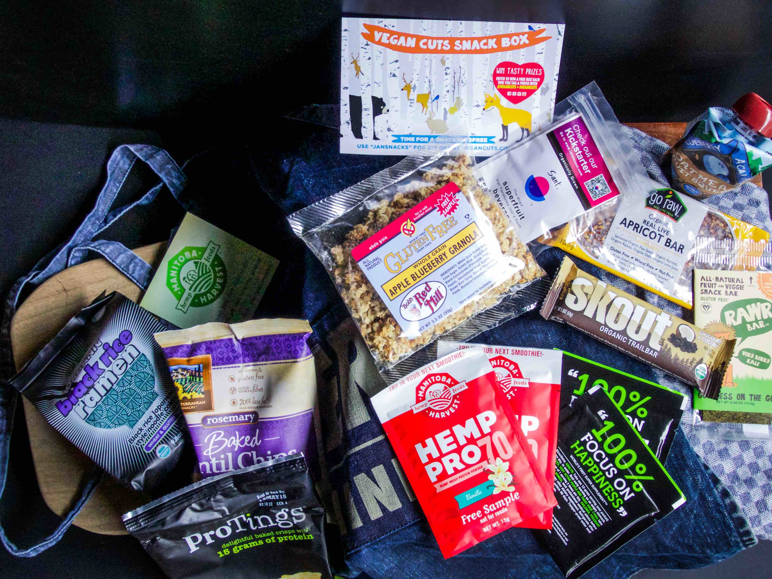 These were the goodies inside of the snack box from Vegan Cuts.