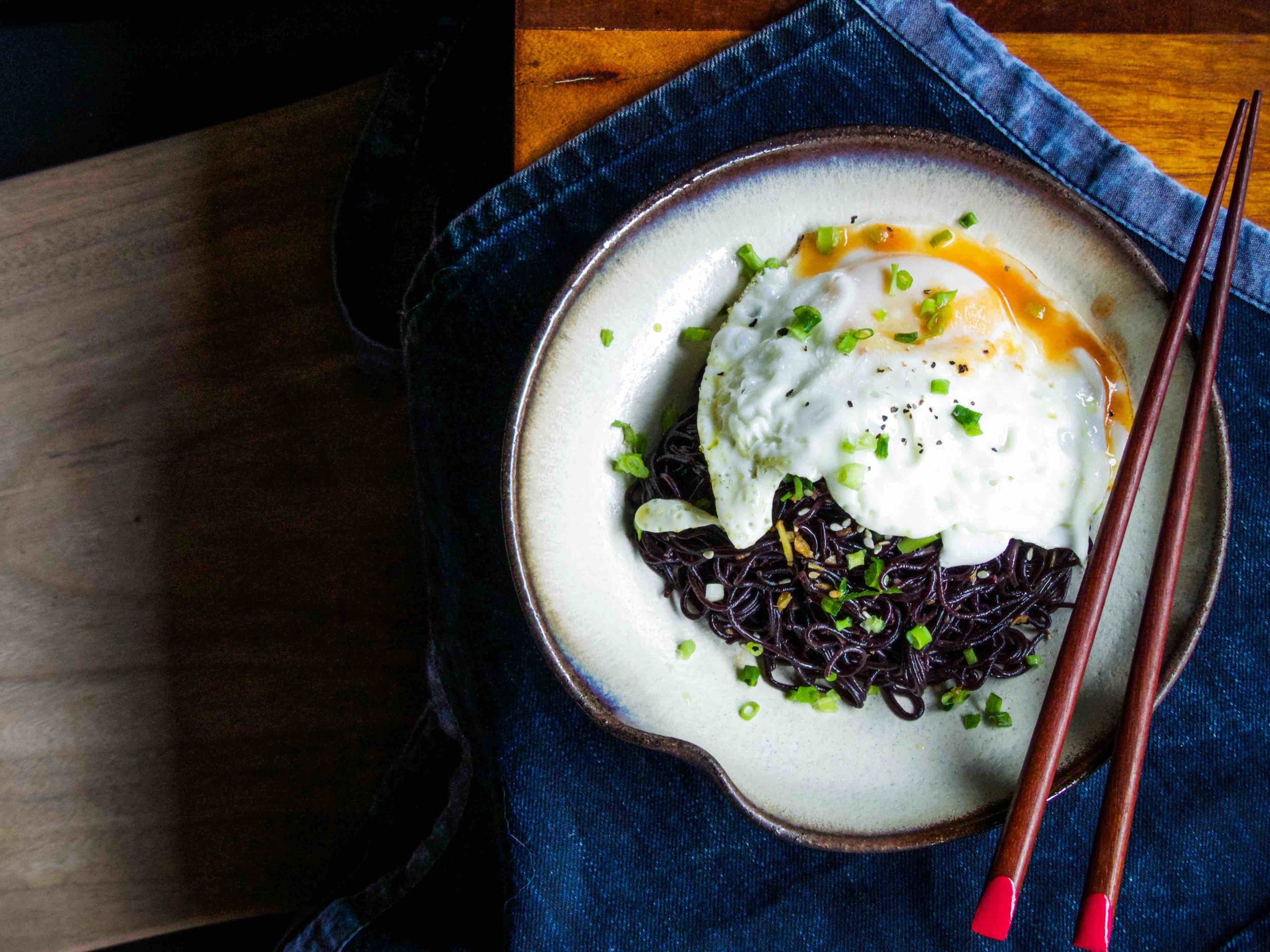 My first attempt with the organic black rice ramen; gluten and wheat free is called "the budget ramen dish." 