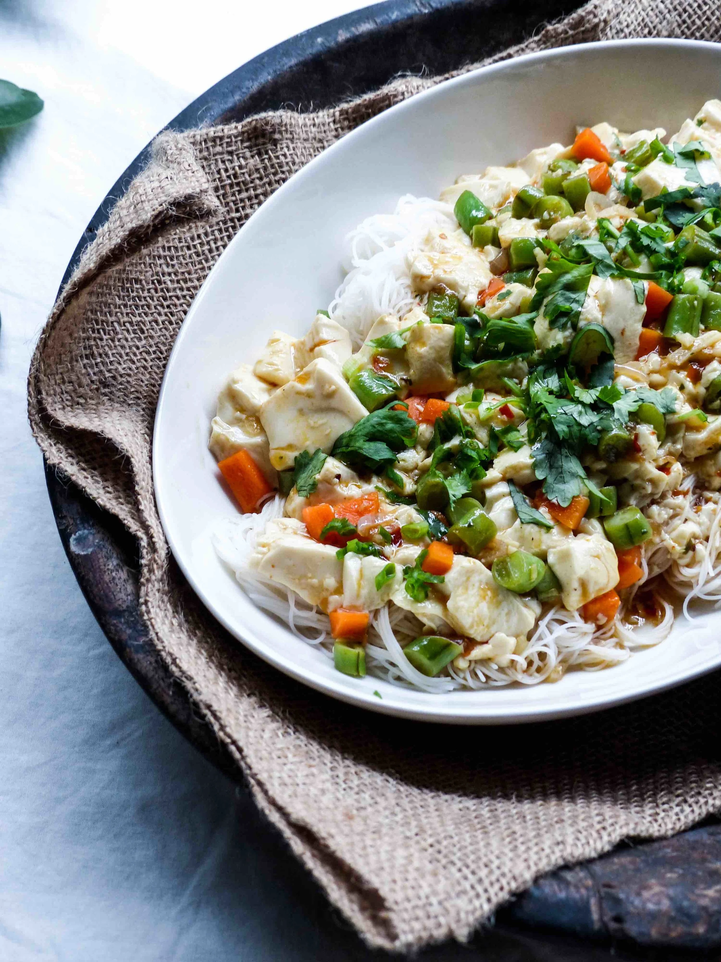 Vegan Ma Po Tofu with Rice Noodle