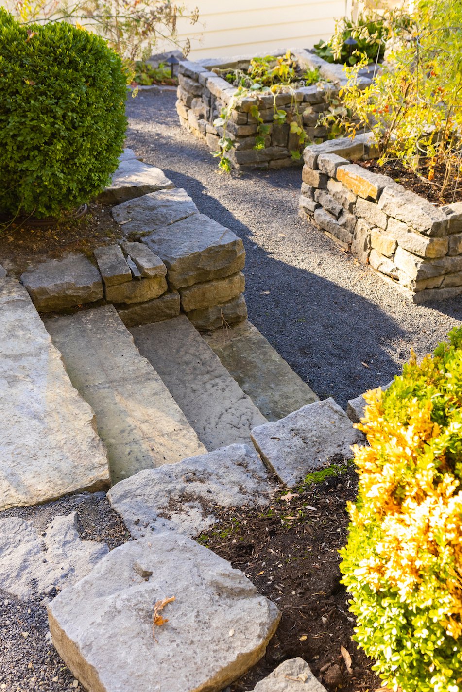 Large Stone Block Hardscape - Grasstains Landscaping