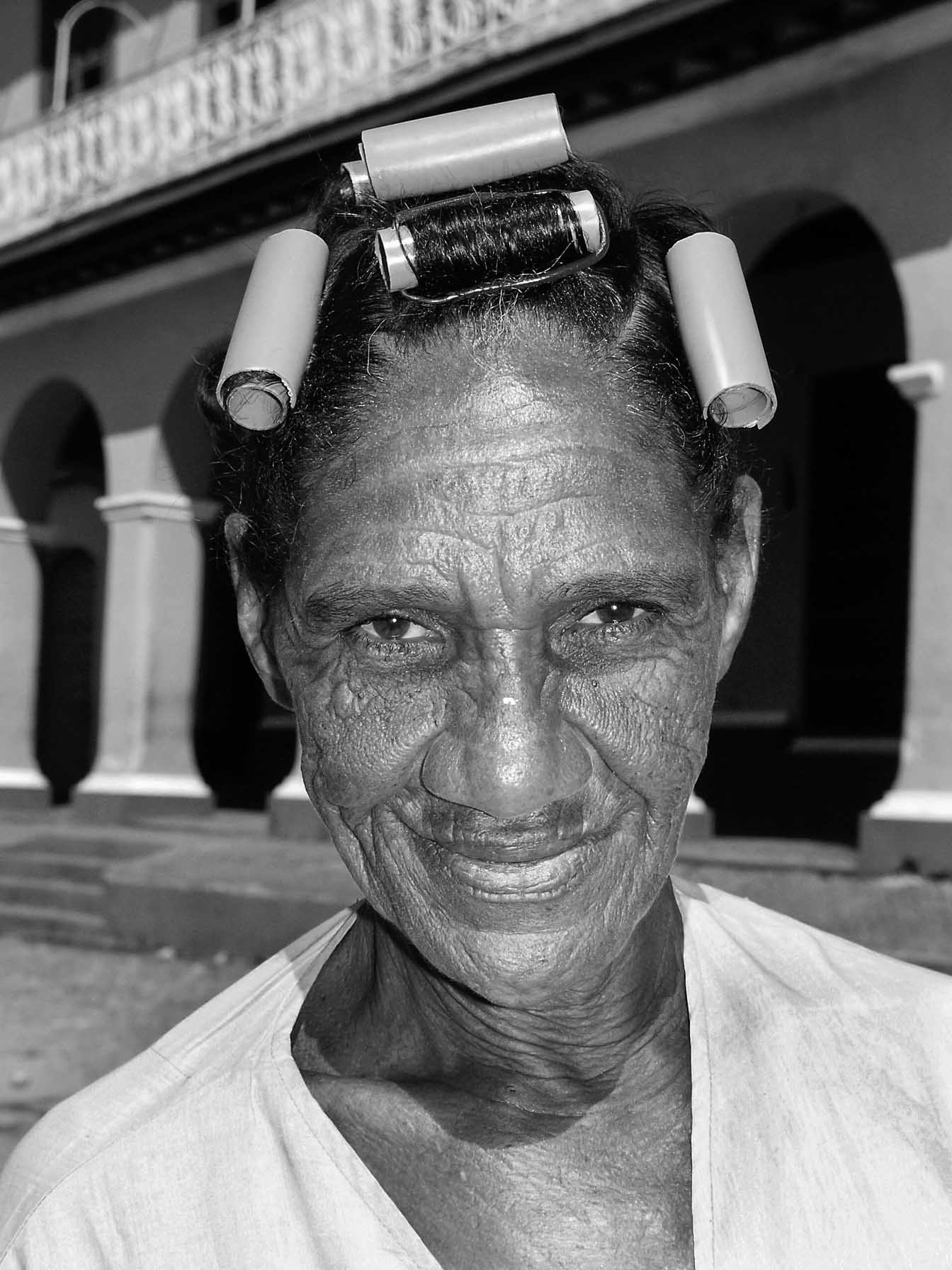 Lady in her curlers, Trinidad, Cuba