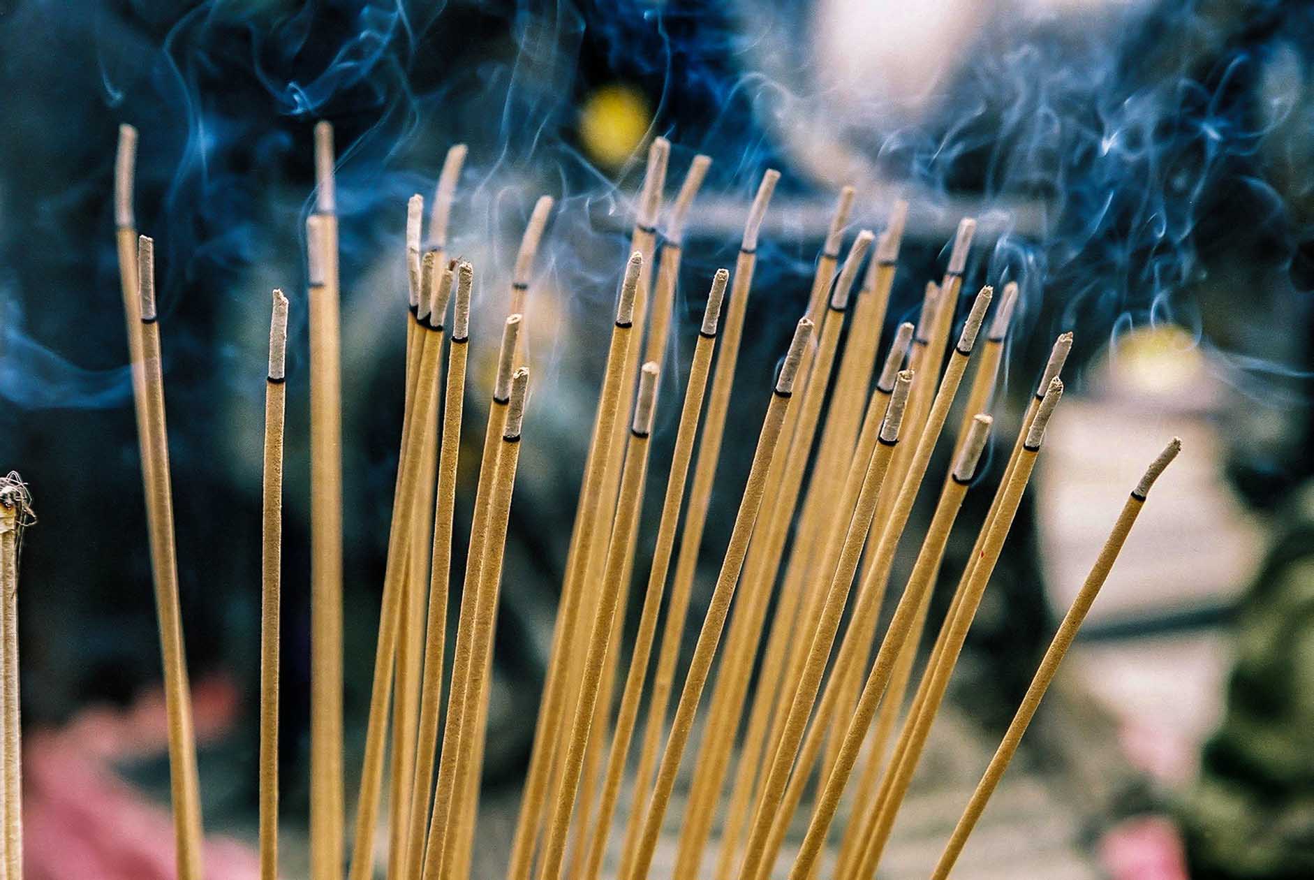 Burning incense at Wat Phra,Thailand