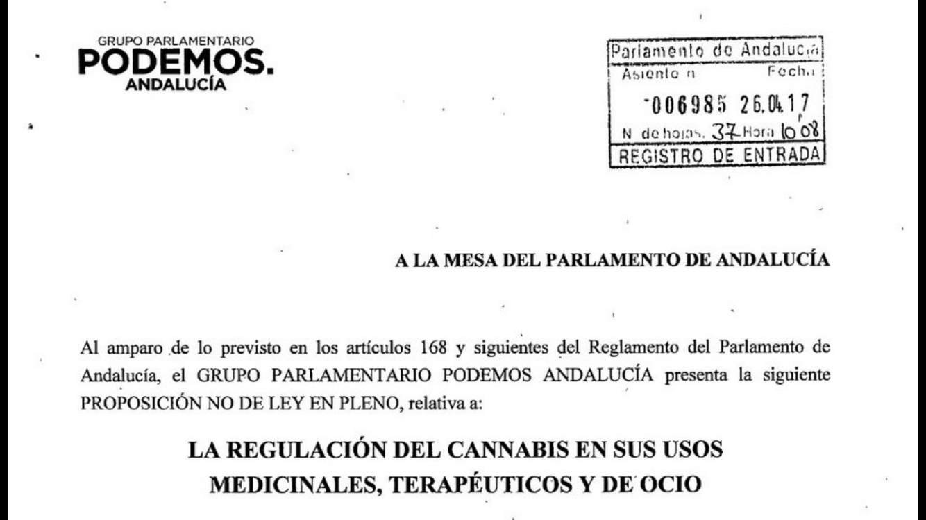 Foto del documento original de la Proposición No de Ley.