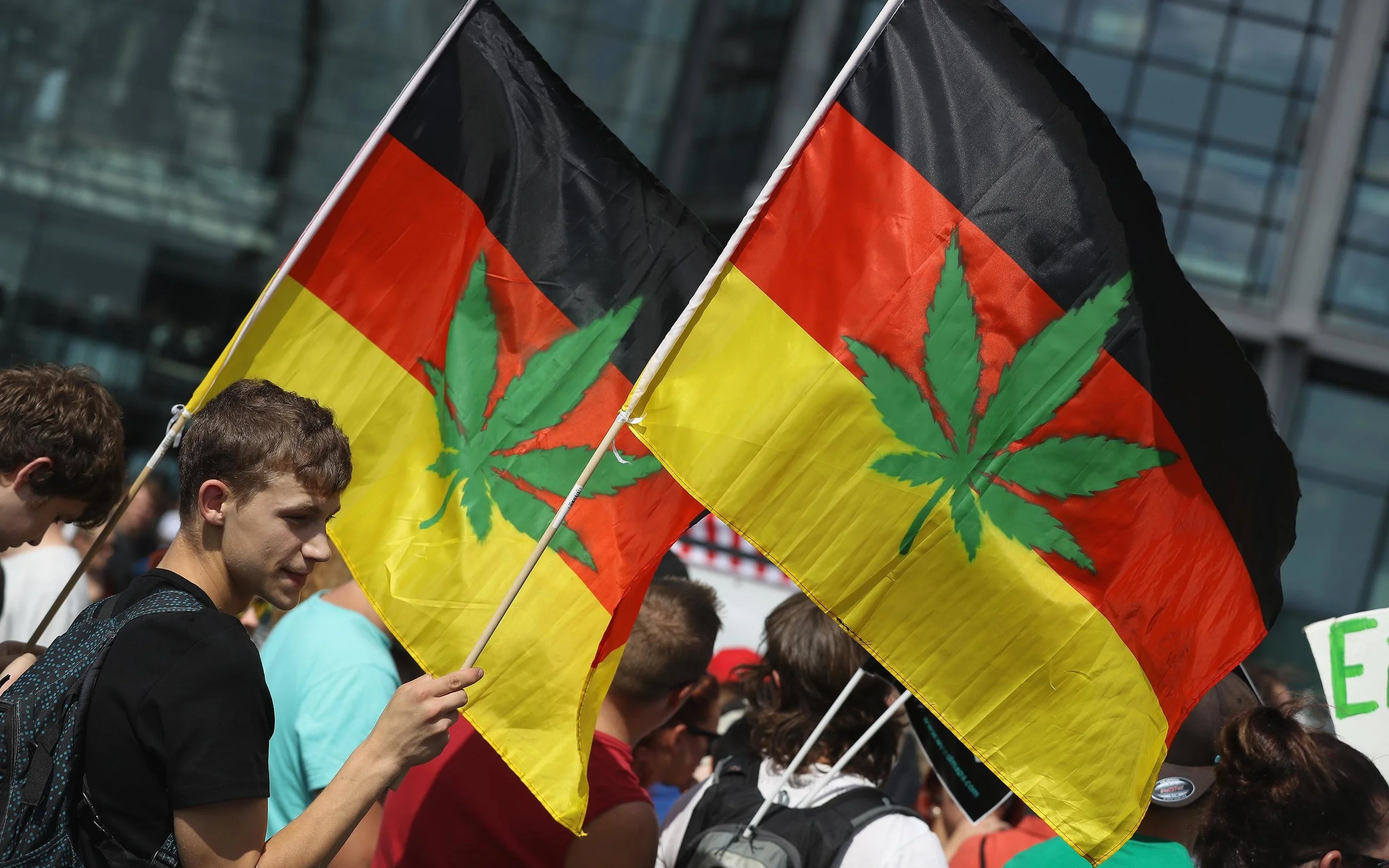 Manifestantes alemanes pidiendo la legalización del cannabis. 
