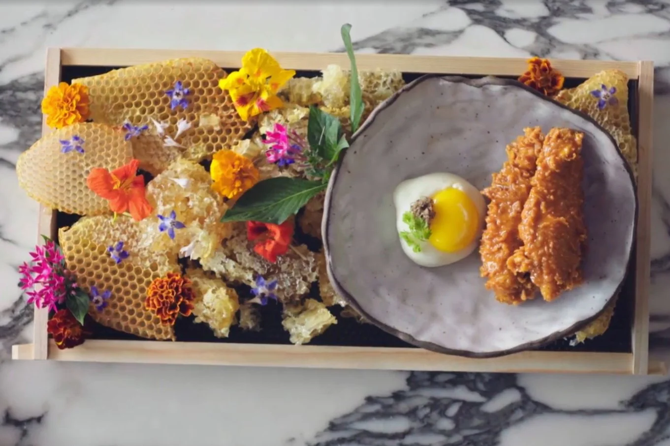 kfc chicken cooked at the bon appetit kitchen in New York City