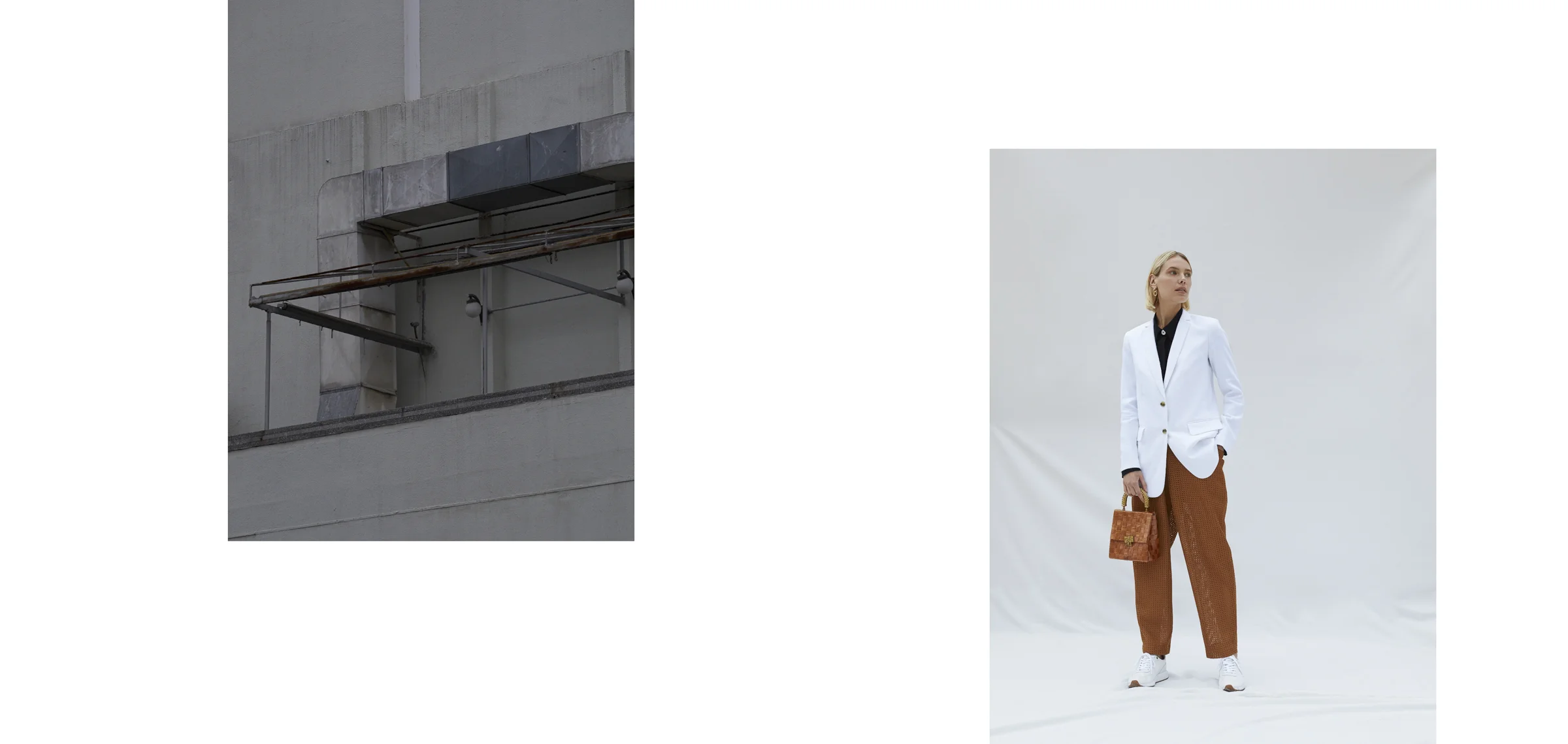 Shirt Saad , Blazer Michael Kros (index assessoria), Pants Paula Raia (verbo agencia), Sneakers Fiever (index assessoria), Earrings Gostou (bossa comunicação), Bag Minha Vó tinha