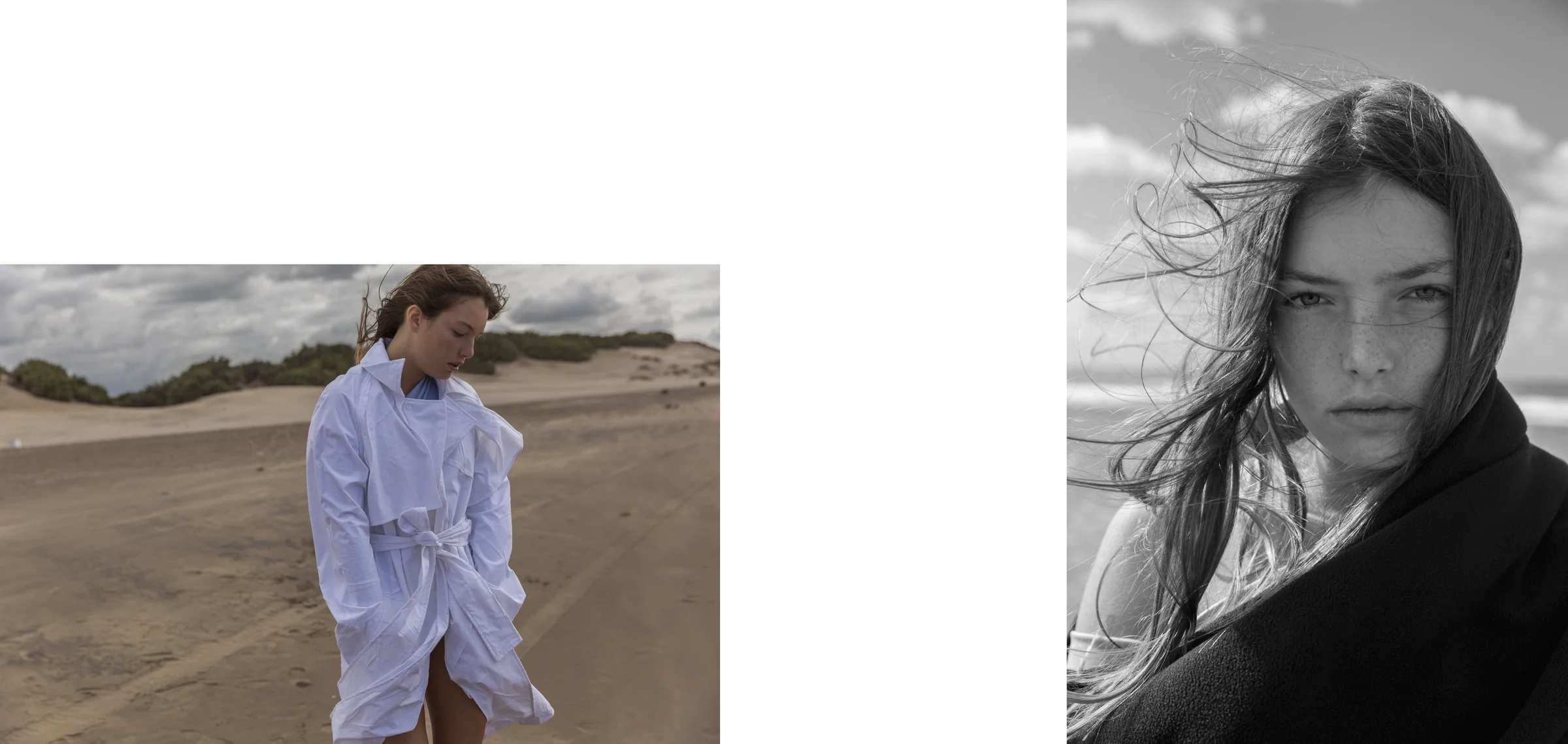 Left: trench Tramando , body celeste Alen Right: jeans, trench y camisa Dubie