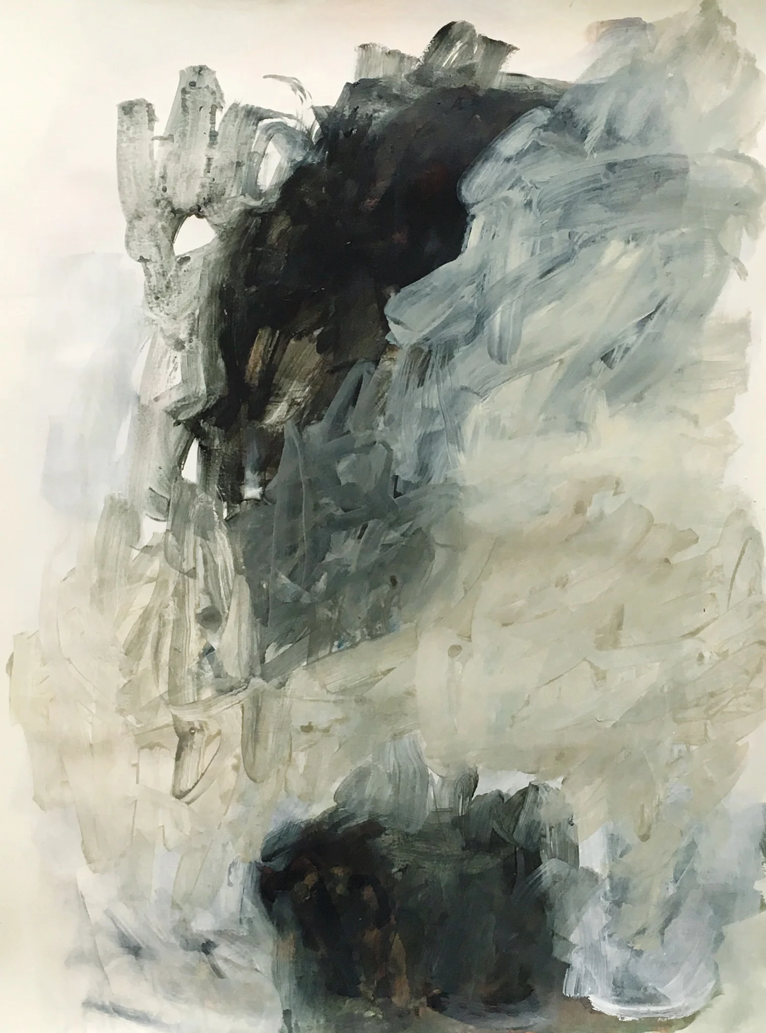 Hours I , acrylic on BFK Rives cotton paper, 19 x 25", 2017