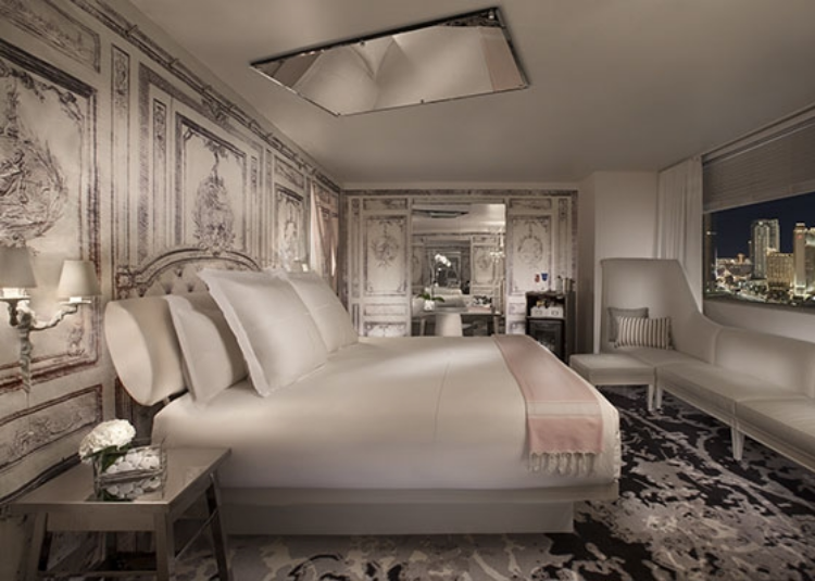 With the greige-toned, neo-classically designed "Lux" suites, it's no surprise that we adore these new ultra-chic and gorgeous guest rooms. And we LOVE the shameless flair of mounted mirrors juxtaposed on the ceiling.