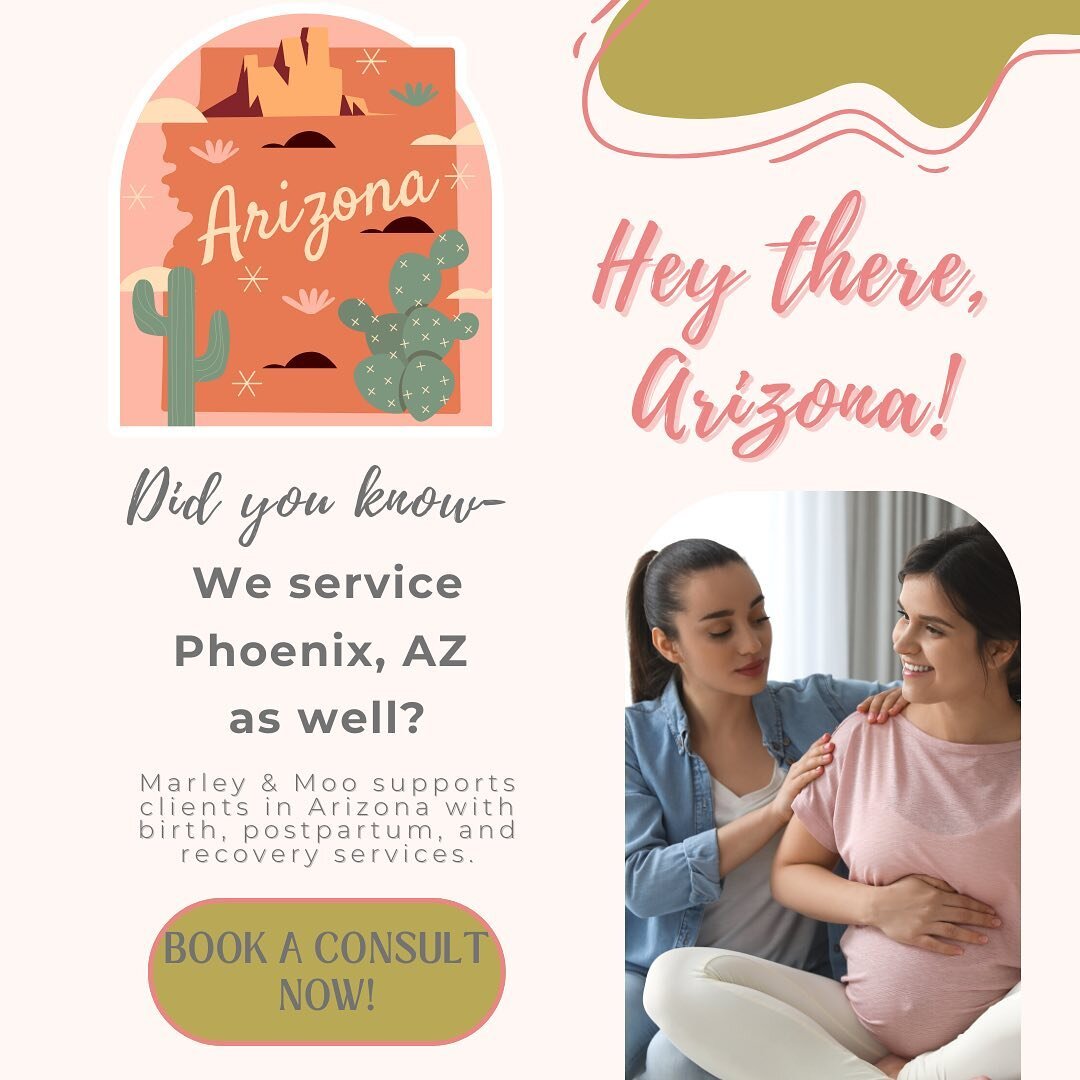 Hey there AZ! 🌵

Did you know we also service the greater Phoenix area?? 
Marley &amp; Moo support clients with birth, postpartum and recovery services- swipe to meet one of our Doulas in AZ, Jenna! 

She is a Jr. Birth Doula and a Childbirth educat