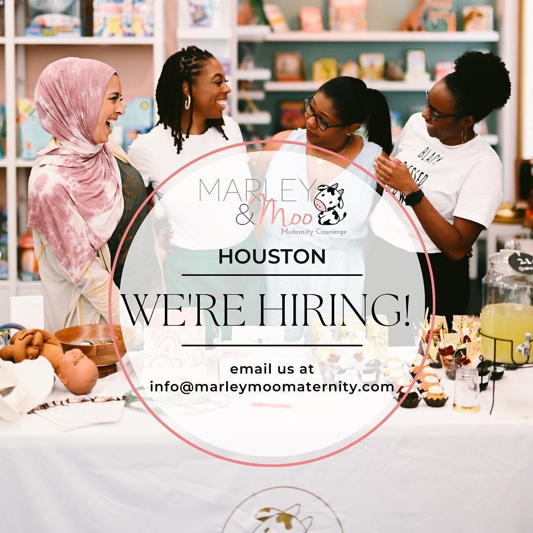 Houston, we are hiring! 🐮💗
We are looking for experienced Junior and Senior Doulas to join the Marley &amp; Moo team! 

Please email your certification, experience and availability to 
info@marleymoomaternity.com

DM us if you have any questions an