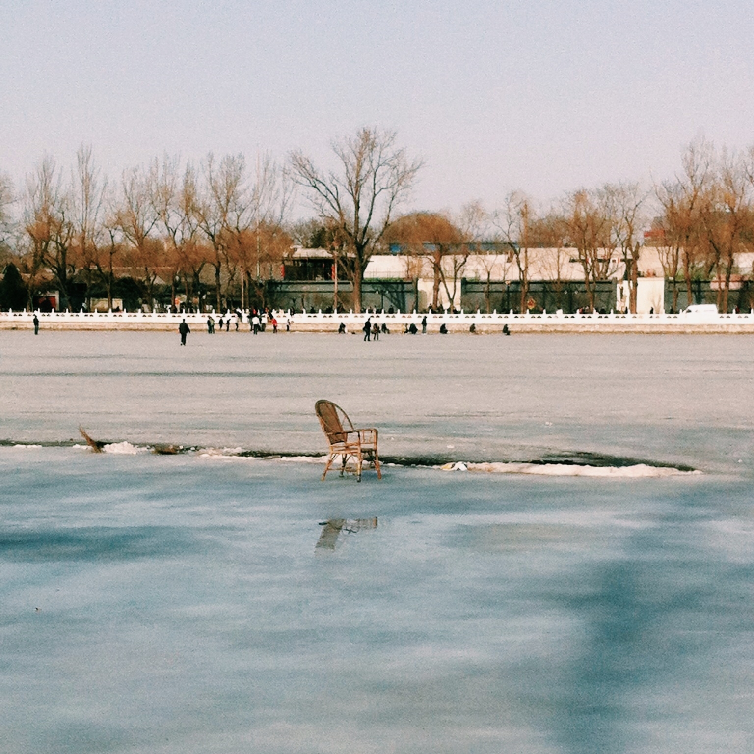 chair on ice, houhai, beijing