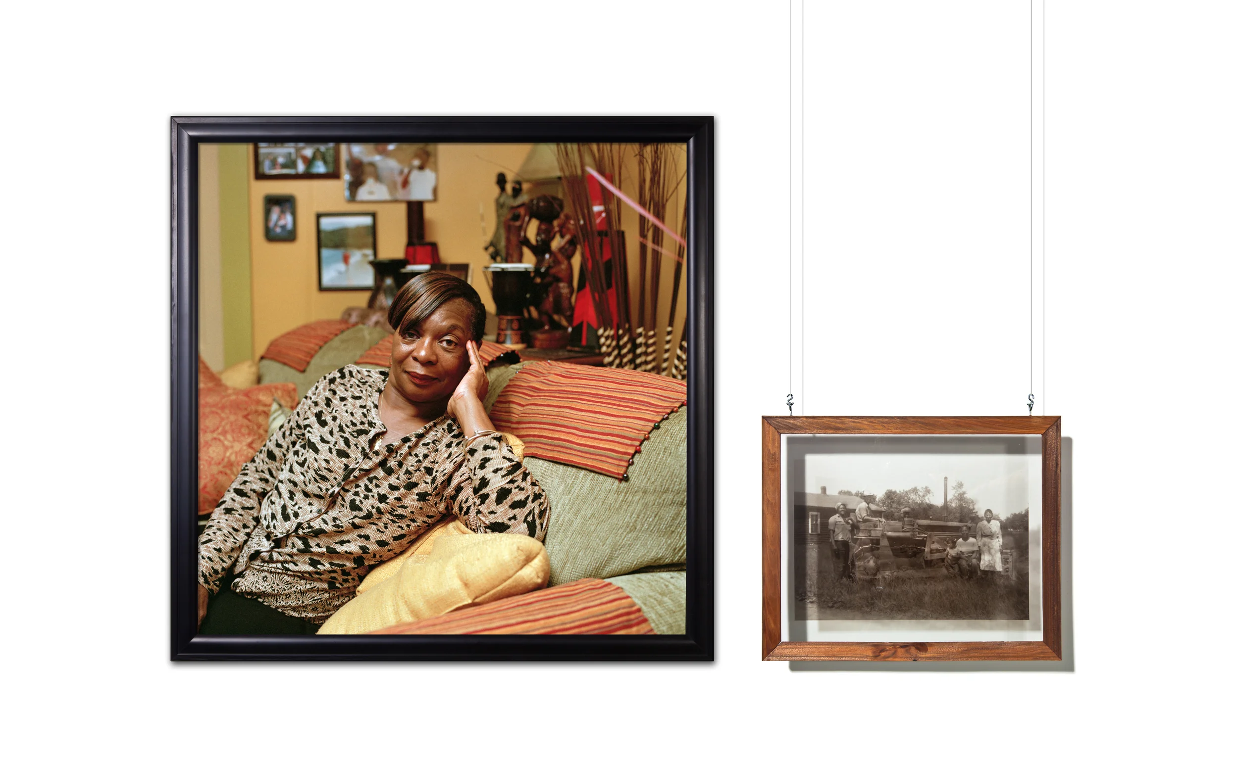 SHE WAS ENVISIONING HER NEW HOME, WHILE VIEWING THE RECENTLY PURCHASED PROPERTY HENRIETTA JACKSON I’VE GOT A HOME SERIES CHROMIRA PRINT FROM COLOR NEGATIVE AND TRANSPARENCY MOUNTED ON GLASS IN WOOD HOLDER FALL 2011, 20” X 20”, 8”X10”