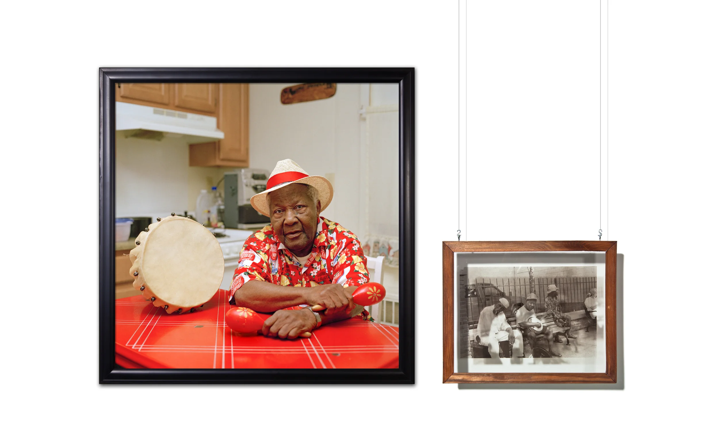 IN THE SUMMER HE SINGS HIS SONG “SWEET SARATOGA” CECIL MYRIE I’VE GOT A HOME SERIES CHROMIRA PRINT FROM COLOR NEGATIVE AND TRANSPARENCY MOUNTED ON GLASS IN WOOD HOLDER FALL 2011, 20” X 20”, 8”X10”