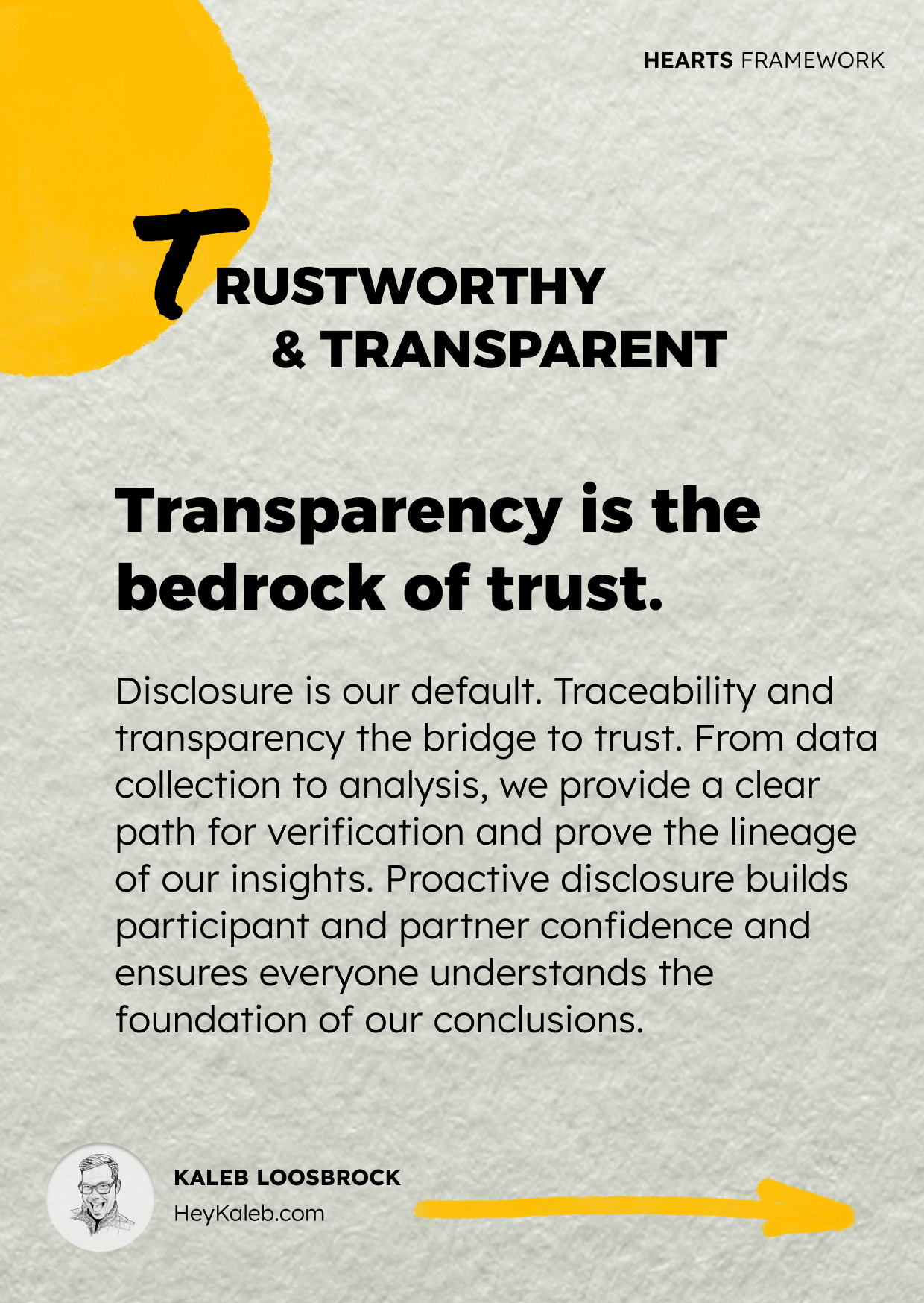 HEARTS Framework, T — Trustworthy & Transparent: transparency is the bedrock of trust