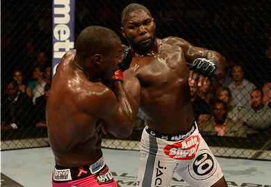 Anthony "Rumble" Johnson manhandles Phil Davis at UFC 172 fighting at 205lbs. Only 2 years prior he had fought consistently at 170lbs. Courtesy: UFC