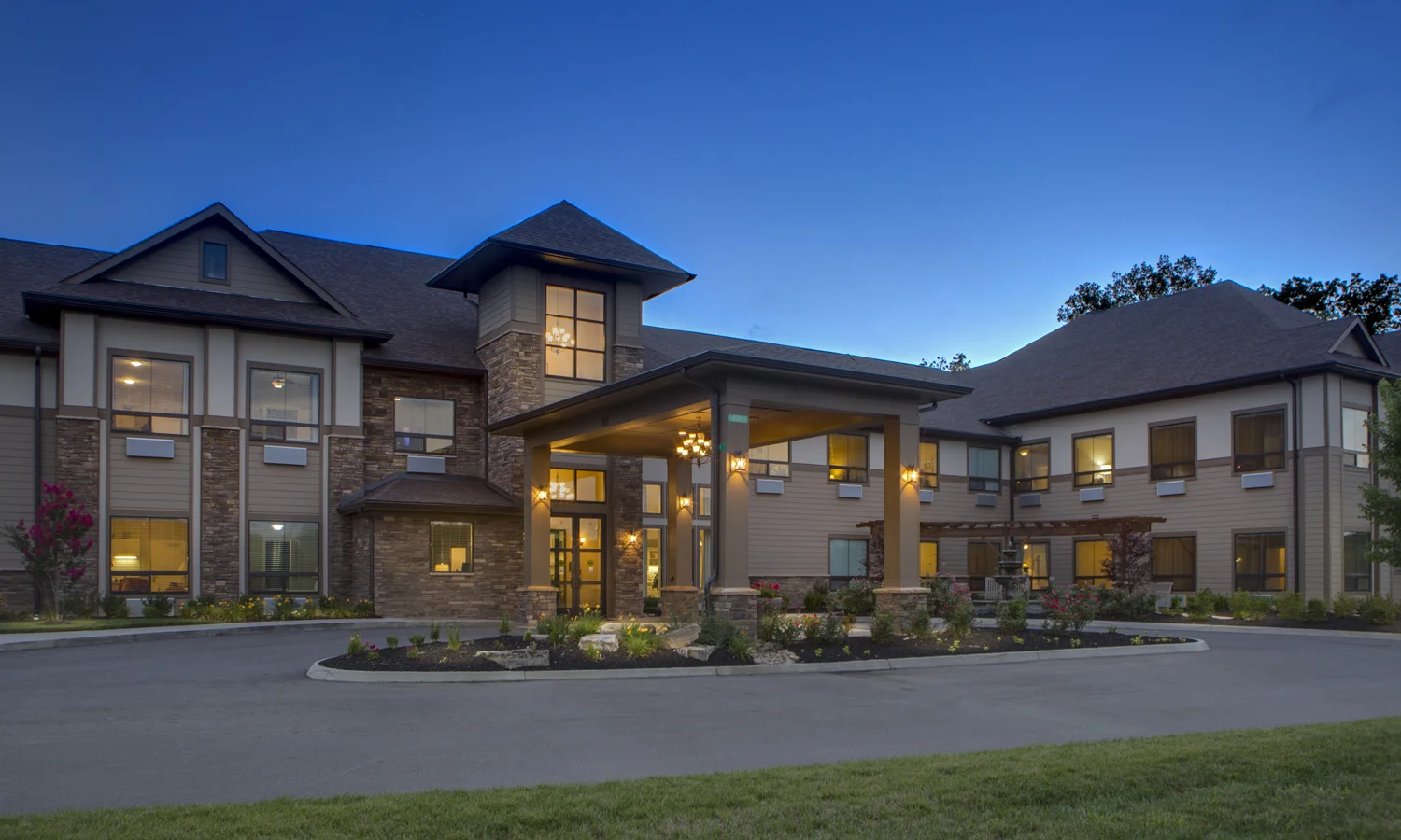 The Pointe at Lifespring Knoxville TN Front Entry Night time Veiw