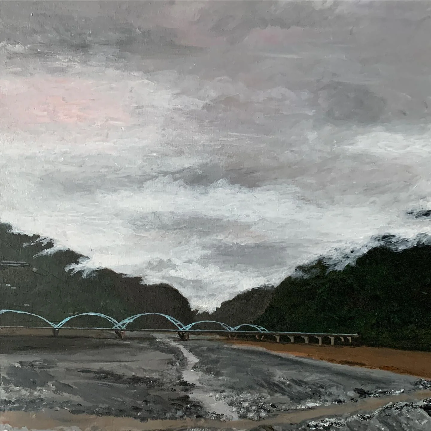 view from train. acrylic on canvas, 2021