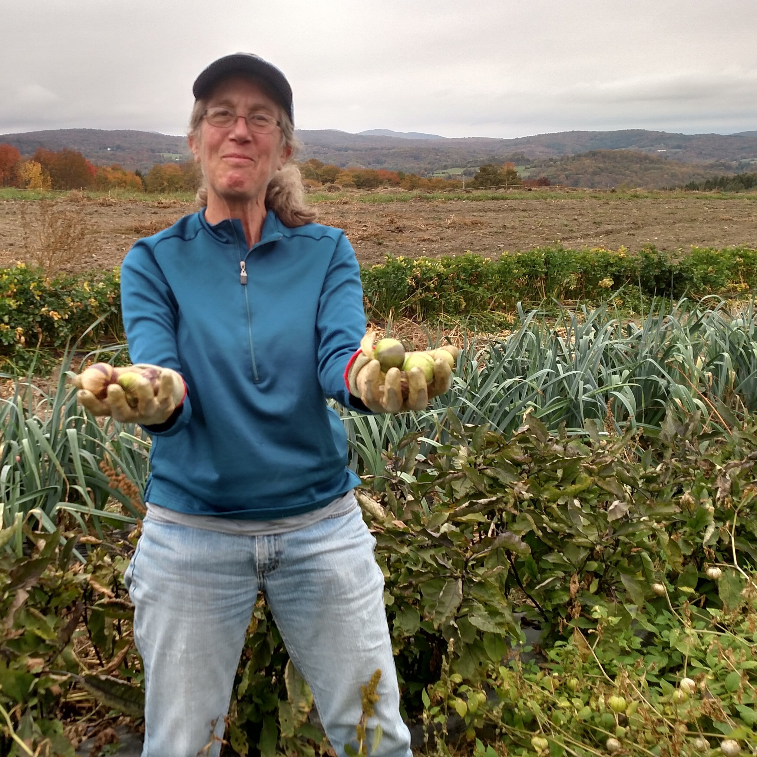 Gail loving the purple tomatillos