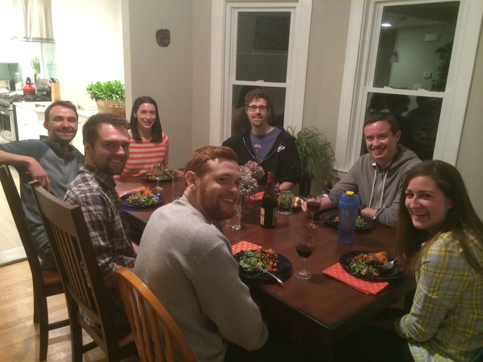 Enjoying a meal with friends.