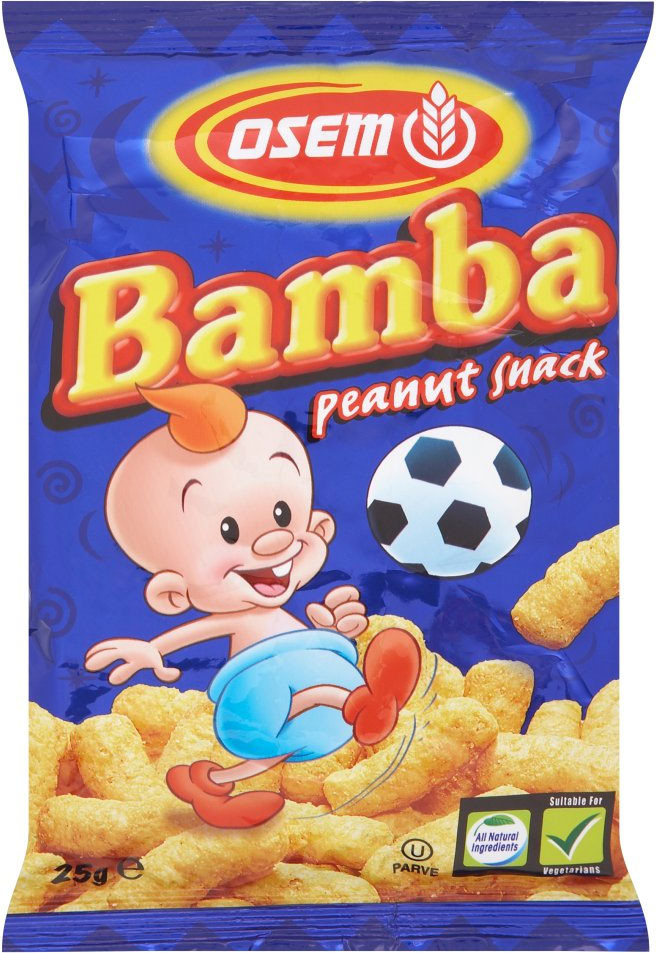 Bamba is a popular peanut puff snack for children in Israel. If you live in the Northeast you can find it at Wegmans. 