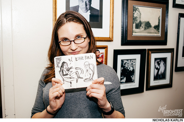 Pictured with my favorite sketch of Morgan Murphy. Photo by Nicholas Karlin . 