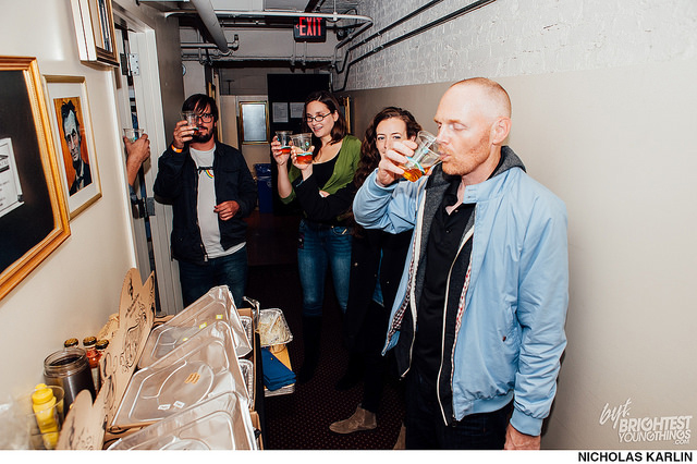 Taking a shot of Jamison with Stephanie Allynne and Bill Burr. 