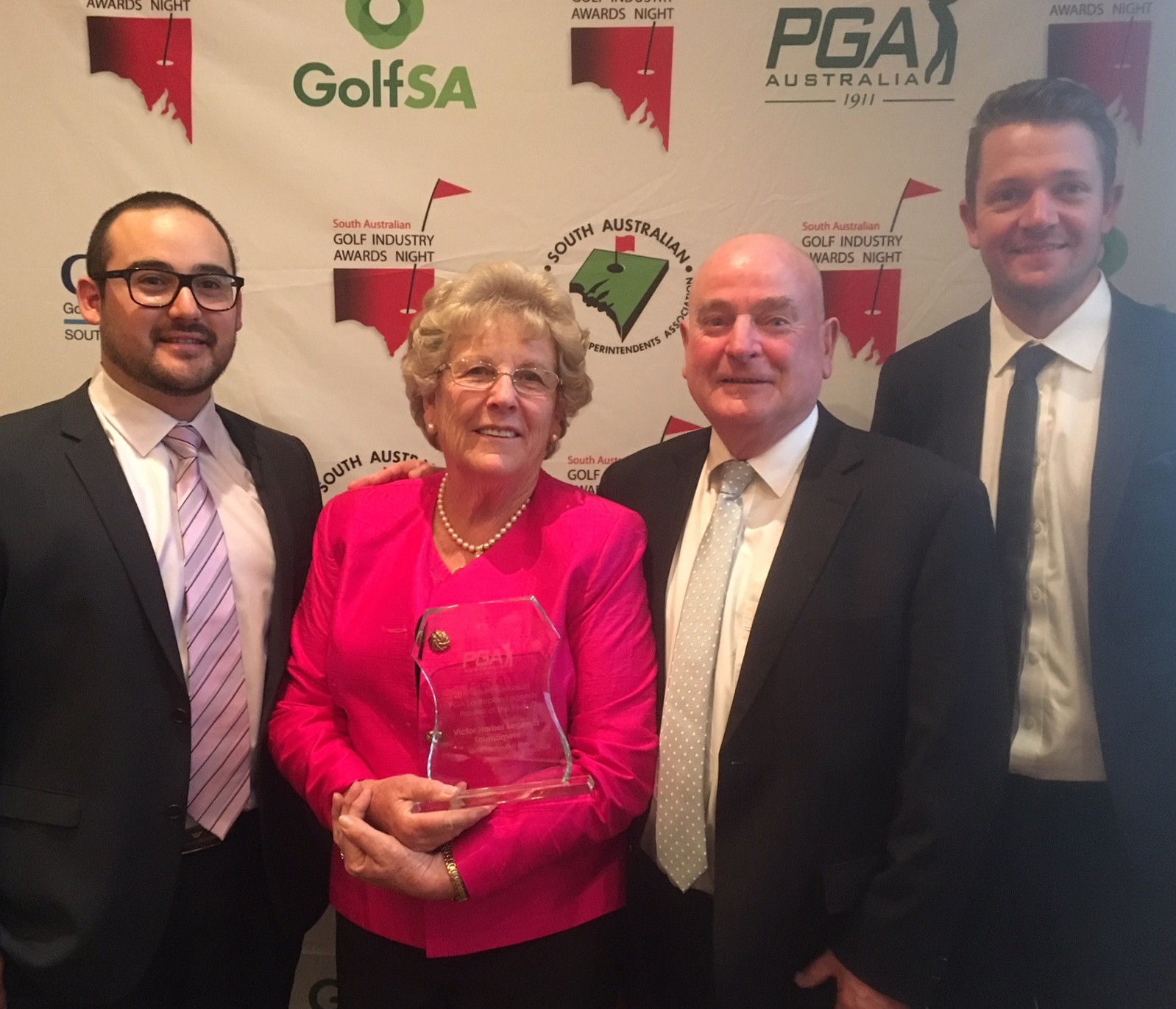 Photo L-R (Daniel LOVERIDGE, Mrs Judy HYDE, Ashley PORTER, Darren BAYNES)