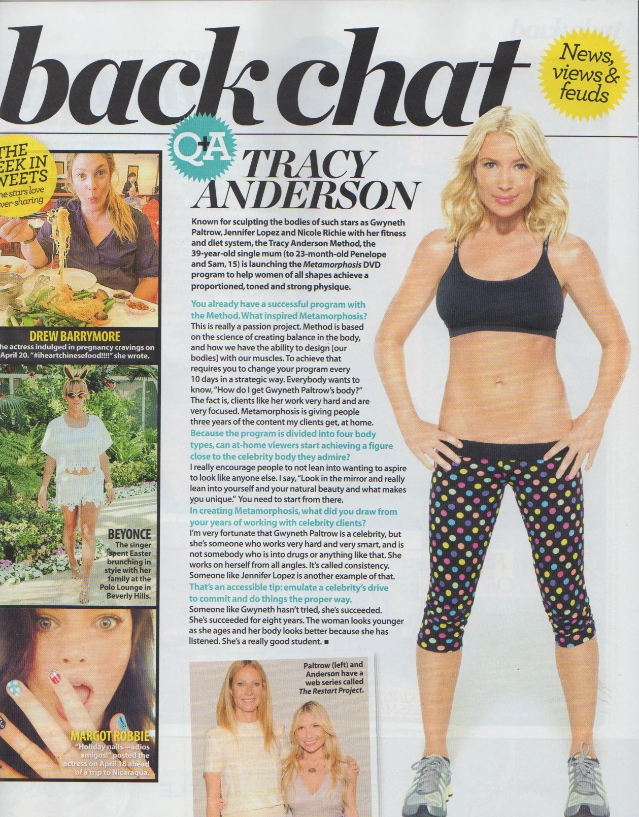Tracy Anderson Q&A, Who Magazine, p. 95, April 28, 2014. Photo from Getty Images.