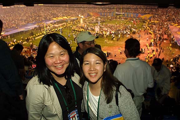 Jan. 26, 2003, San Diego, Super Bowl XXXVII with Mary Green
