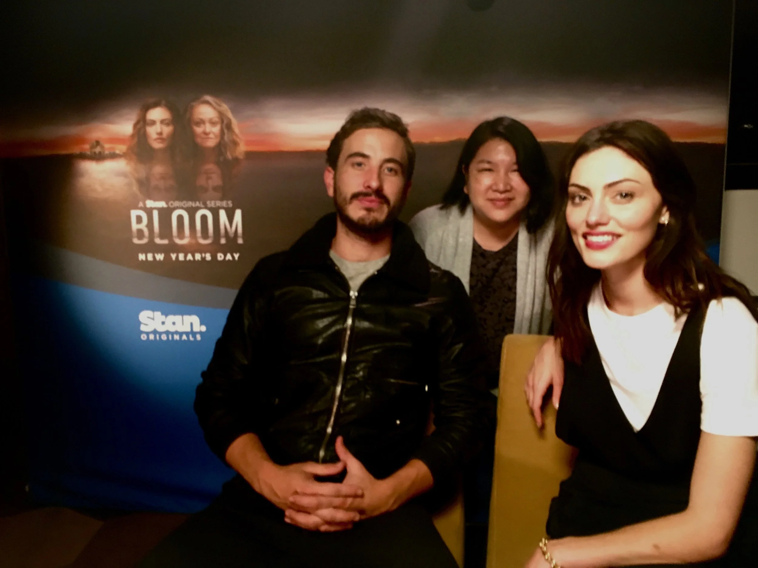 Chatting with Ryan Corr and Phoebe Tonkin for Stan's Bloom, Sydney, Nov. 30, 2018