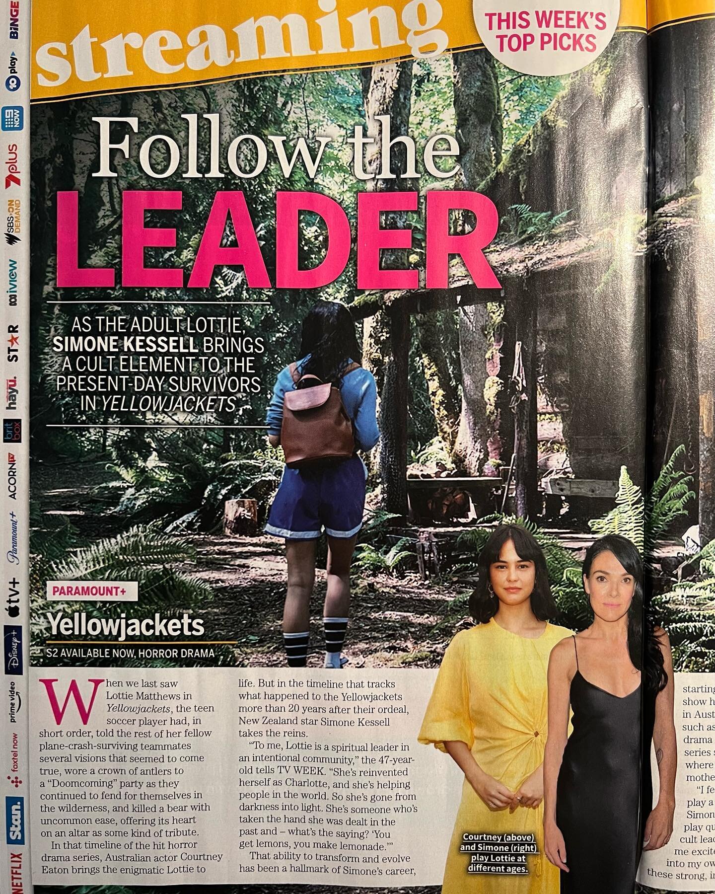 Pick up the latest @tvweekmag on newsstands this week for my chat with Simone Kessell about playing the adult Lottie in season 2 of Yellowjackets! Thank you, Simone, for your time and enthusiasm! #simonekessell #yellowjackets #paramountplus #tvweek