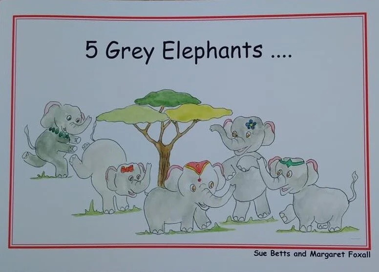 Available to buy now! "5 Grey Elephants"